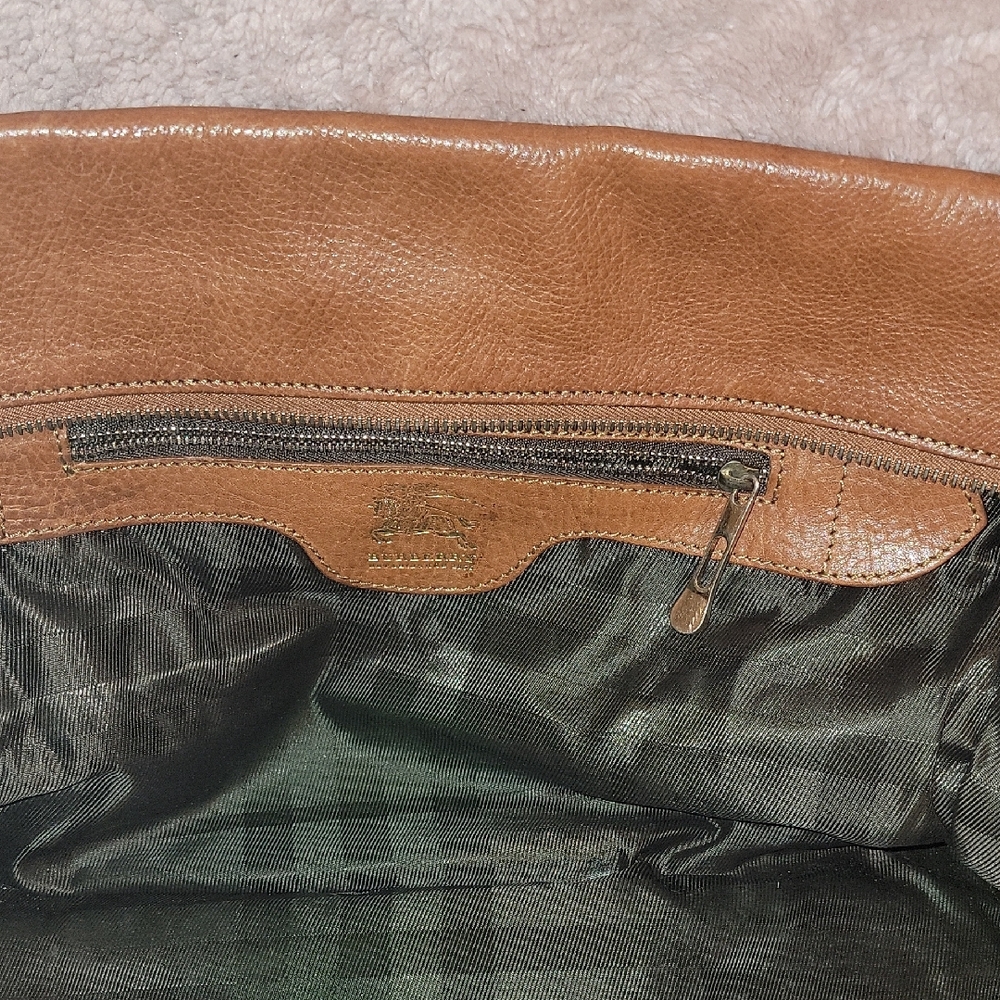 Burberry Brown and Cream Satchel with Leather Trim - Picture 4 of 4
